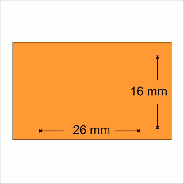 Etiqueta 26x16 naranja rectangular R/1000uds.