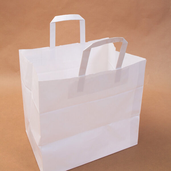 BOLSA PAPEL BLANCA VERJ. ASA RETORCIDA 90GR. 18+08X24 (UNIDAD)