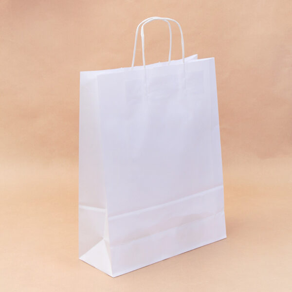 BOLSA PAPEL BLANCA VERJ. ASA RETORCIDA 110GR. 32+12X41 (UNIDAD)