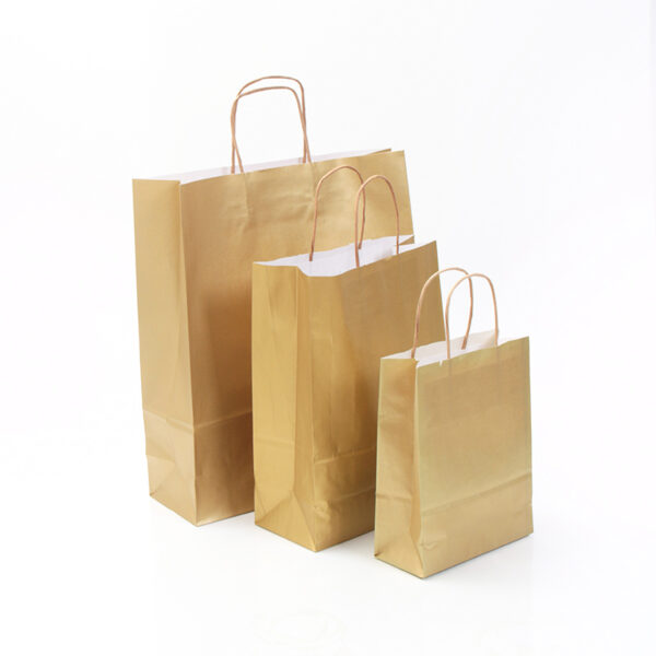 BOLSA PAPEL DORADA VERJ. ASA RETORCIDA 110GR. 36+12X41 (UNIDAD)