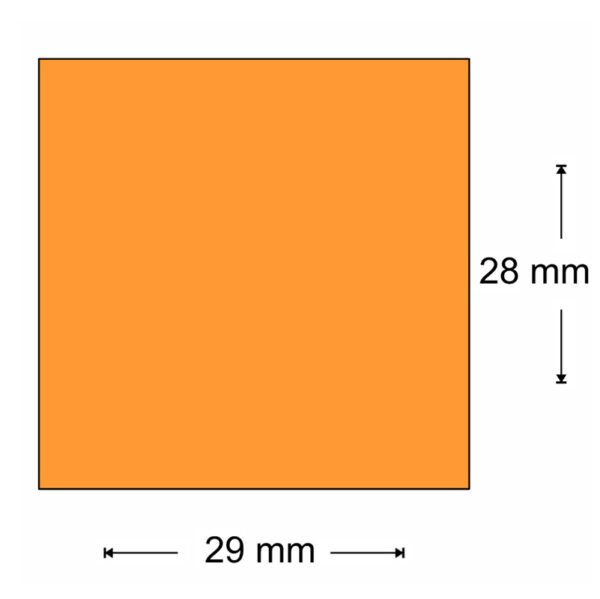 Etiqueta 29x28 naranja rectangular R/800uds.