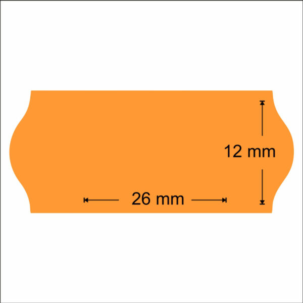 Etiqueta 26x12 naranja ovalada pegamento removible R/1500