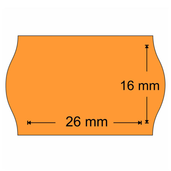 Etiqueta 26x16 naranja ovalada pegamento permanente R/1000uds.