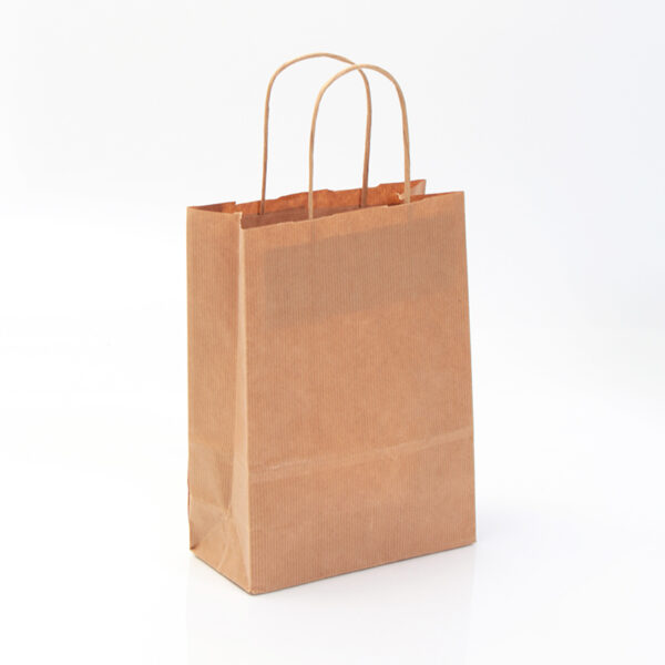 BOLSA PAPEL KRAFT VERJ. ASA RETORCIDA 90GR. 18+08X24 (UNIDAD)