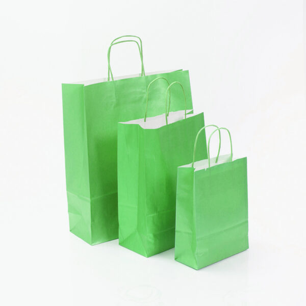 BOLSA PAPEL PISTACHO VERJ. ASA RETORCIDA 110GR. 36+12X41 (UNIDAD)