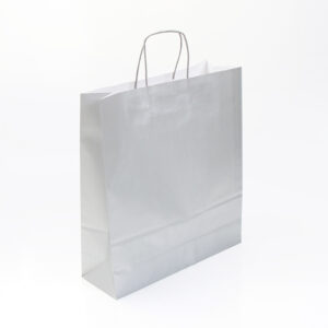 BOLSA PAPEL PLATA VERJ. ASA RETORCIDA 110GR. 36+12X41 (UNIDAD)